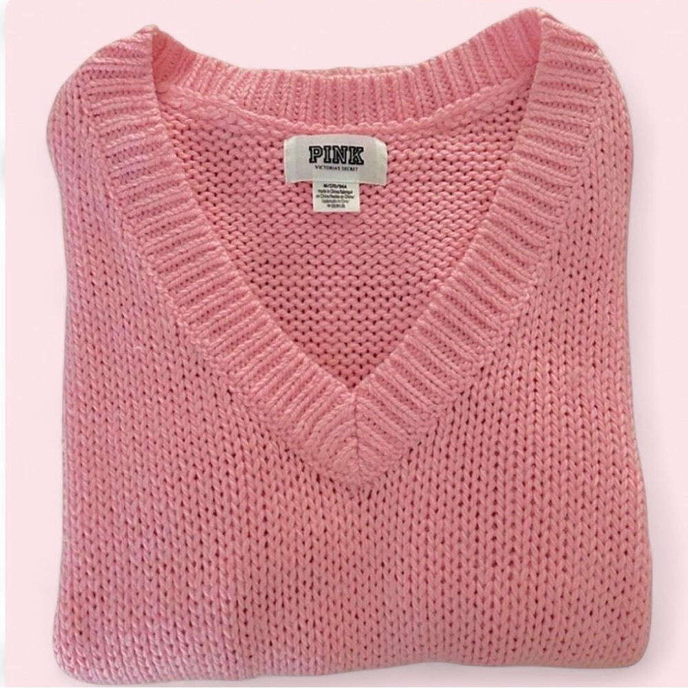 VS Baby Pink Slouchy Oversized V-Neck Sweater (EUC)